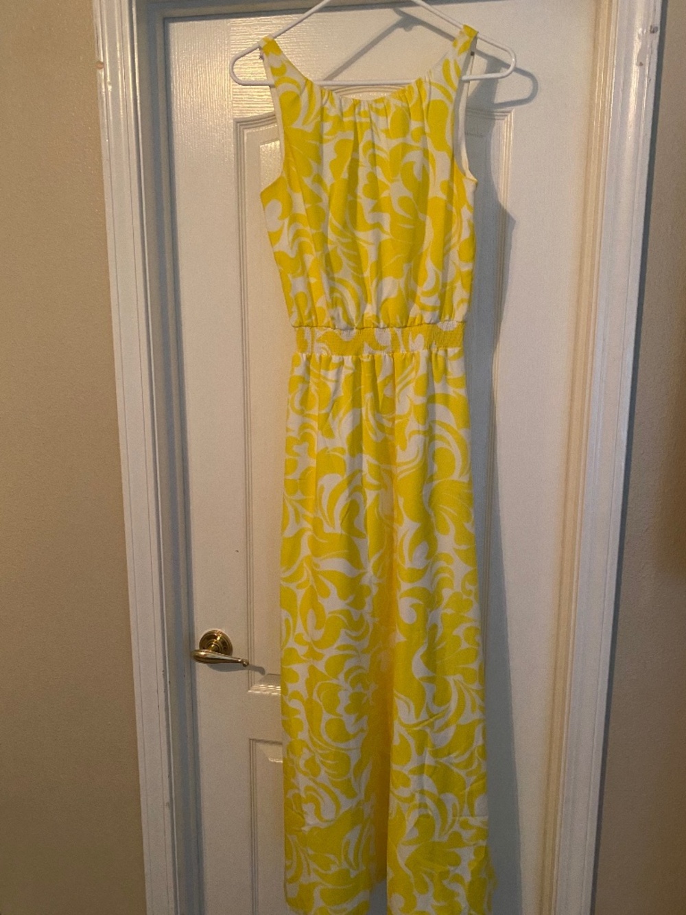 Ann Taylor Yellow & White Printed Maxi Dress